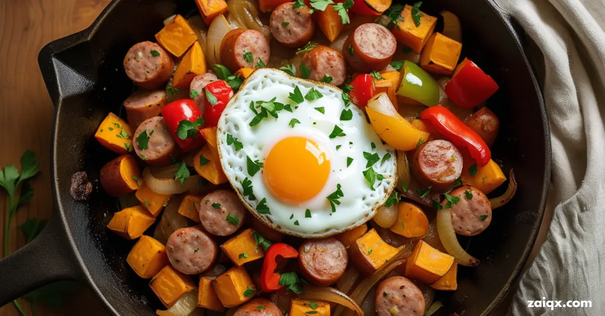 Chicken Sausage and Sweet Potato Hash